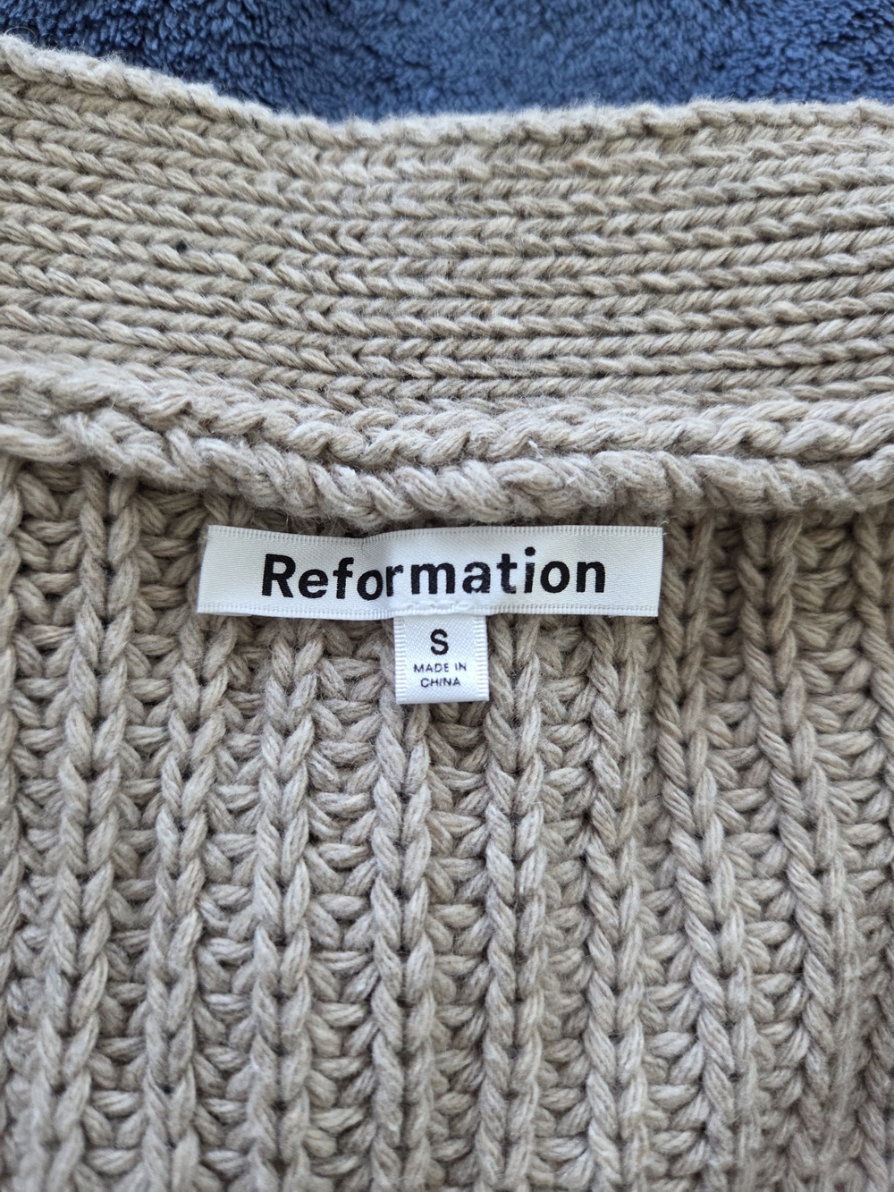 Reformation Taupe Ribbed Button-Front Cardigan - Picture 5 of 9